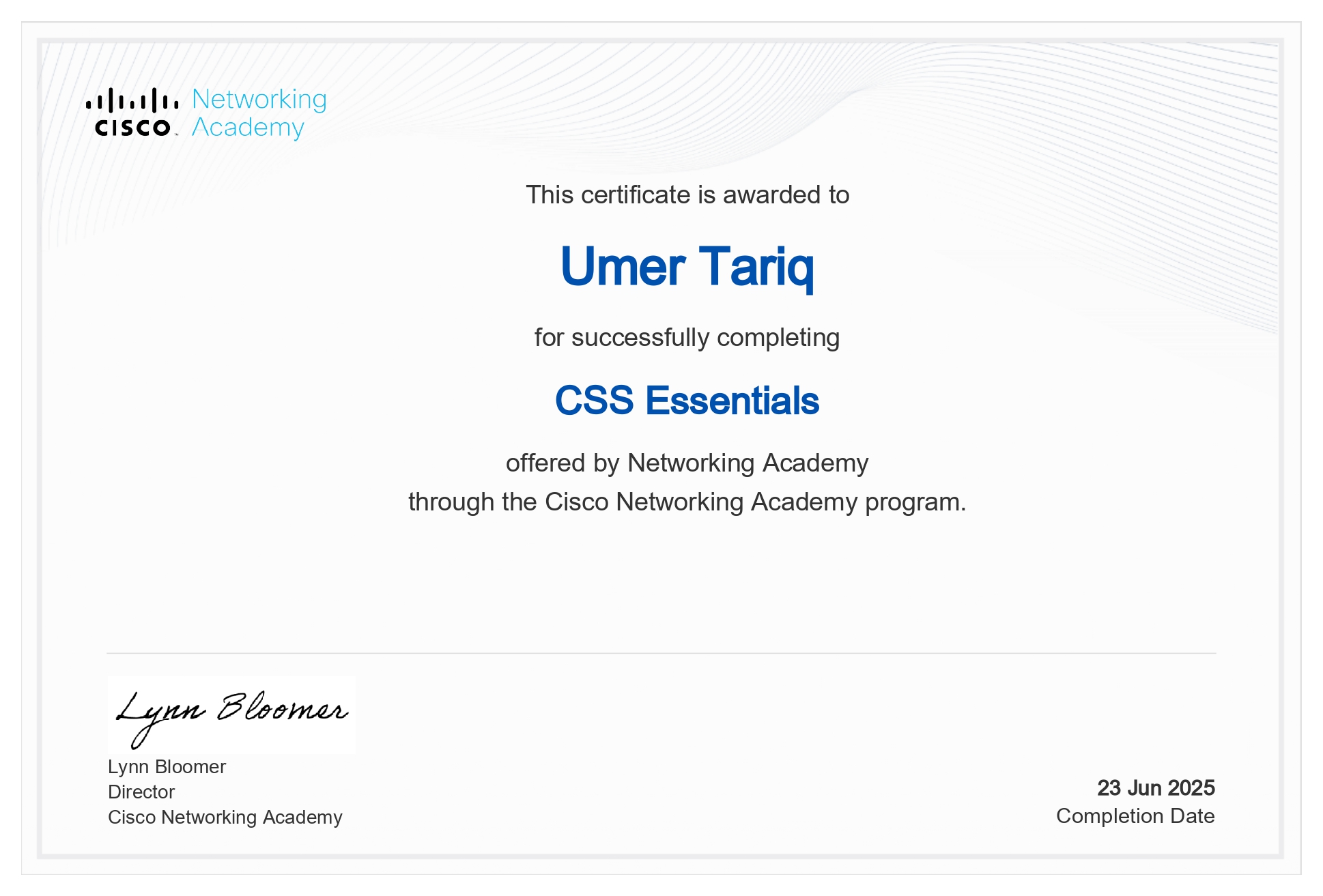 CSS Essentials certificate